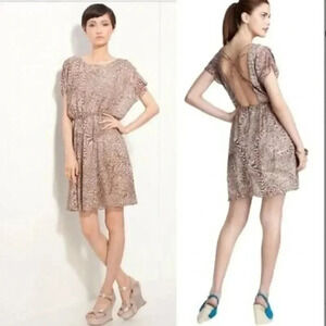 Alice + Olivia Kimberly Silk Animal Print Criss Cross Open Back Dress XS